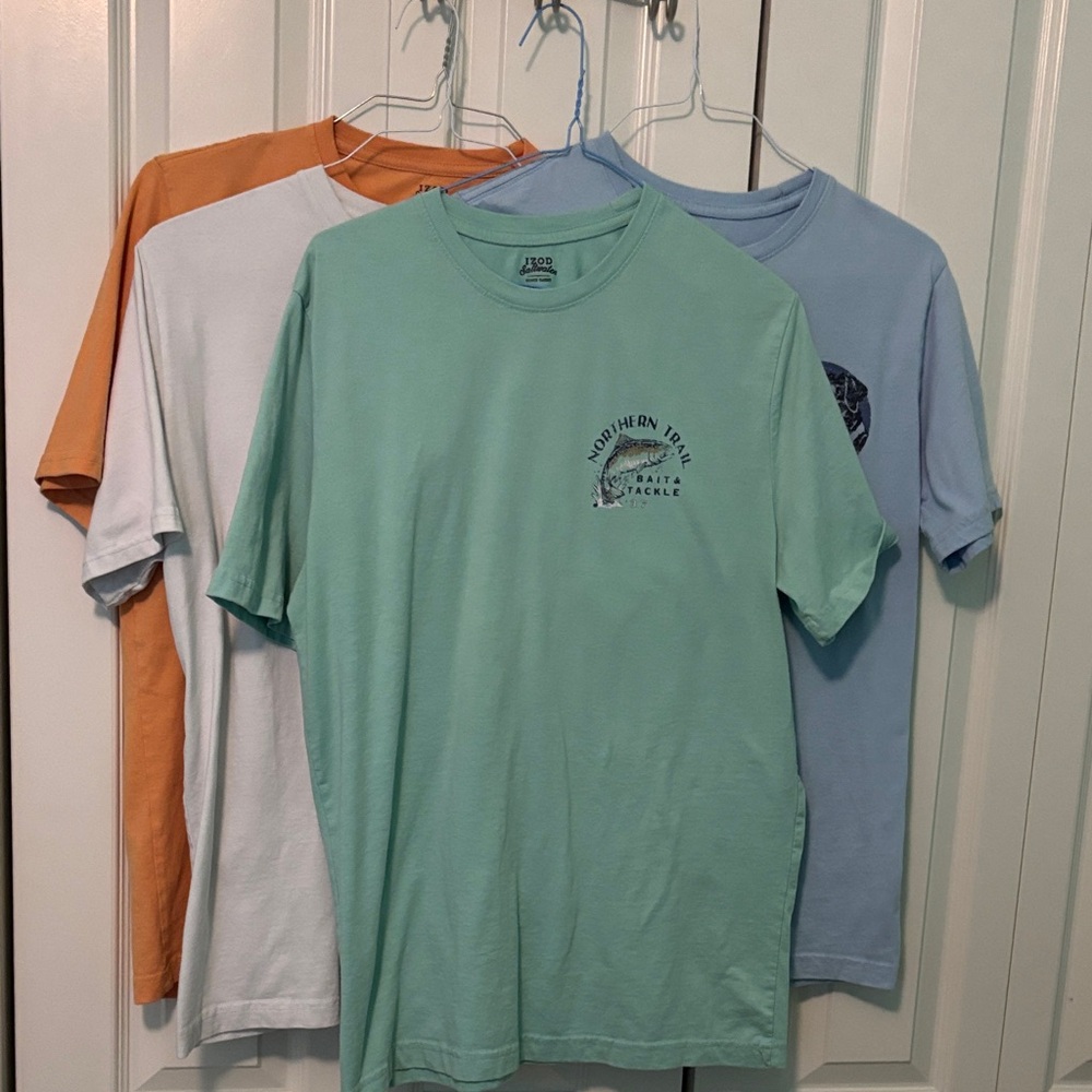Men’s IZOD Short Sleeve Tees - Mint, Light Blue, Orange, White Size Medium